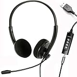 【2020最新版】ノイズキャンセリング ヘッドフォン ヘッドセット マイク 3.5mm QD + USB接続用コード 高音質 軽量 通話 ビ