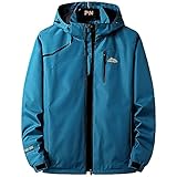 ジャケット メンズ ウィンドブレーカー 春秋冬 ジャンパー 防風防寒 アウトドアジャケット マウンテンパーカー 無地 フード付 取り外し可能 (ネイビー, 4XL)