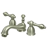 Kingston Brass KS3958AL Restoration Mini Widespread Lavatory Faucet with Metal lever handle, Satin N