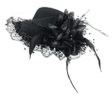 GEMVIE ヘアアクセサリー キッズ 髪飾り チュール お花飾り 子供 ヘアピン ミニハット ヘッドドレス ガールズ 髪留め 結婚式 発表会 ブラック