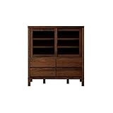 【takano_mokkou 高野木工 CANO カノ シリーズ 】 大川家具 食器棚 扉付き カップボード キッチン収納 引き戸 無垢 ガラスキャビネット キッチンボード (85ローカップボードWN)