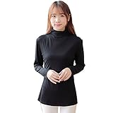 レ-ヨン天竺 タートル しっとり滑らか ストレッチフィット すっきりシルエット ハイネック C-0095授乳 春秋 (L, ブラック)