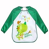 Demiawaking 子供用よだれかけ ベビービブ お食事用防水ビブ 長袖タイプ 洗う必要ないエプロン 可愛いプリント 食事、遊ぶ時クリーンをキープする(あ)