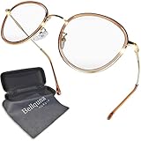 [ベルキューナ] ブルーライトカットメガネ 度なし おしゃれ ラウンド型 ブルーライトカット 伊達メガネ 軽量 (ブラックシルバー)