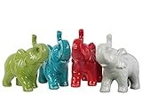 Urban Trends Collection 34490-AST 4 Piece Assorted Color Ceramic Standing Trumpeting Elephant Figuri