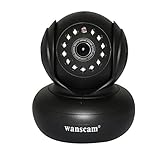 「WANSCAM」100万画素 防犯カメラ ネットワーク ベビーモニター 無線LAN 720P P2P SDカード IPカメラ レンズ/3.6mm 赤外線距離10m ◇HW0021 (ブラック)