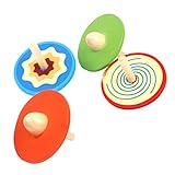 Perfk 伝統的　カラフルな木製　パターンのデザイン　五色なげコマ　コマ　贈り物　　玩具　　　　　