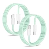 明誠 USB Type C ケーブル【2本セット 1M+1M】USB-C to C PD60W 充電ケーブル 3A 急速充電 USB2.0 高速データ転送 ナイロン編み 超高耐久 断線防止 iPhone 16e 16 15 Pro Max Plus MacBook iPad Pro Galaxy S25 Xperia などタイプc機種対応 (グリーン)