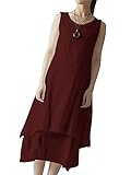 [MONFUTUR(モンフチュール)] ワンピース ノースリーブ マキシ丈 レイヤード レディース ワインレッド M