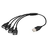 Onite 2 Pack LEDストリップストリングON / OFFスイッチケーブル、メスUSB×4ポートFemale USB延長コードハブアダプタ