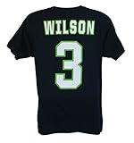 Russell Wilson # 3 Seattle Seahawks Medium名前と番号シャツ – ネイビーブルー