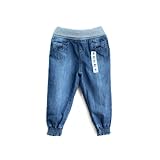 子供服 イージー デニム ロング パンツ 裾弾性 カジュアル 女の子 (80)