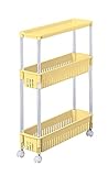 サンコープラスチック キッチンワゴン ルーチェワゴンテーブル3段スリム TPW-1121 キャスター付 ソフトイエロー 450531