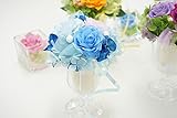 【ベルシック】 プリザーブドフラワー　グラスローズ　ブルー 枯れないお花　お祝・お見舞い　クリアケース付