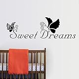 Sweet Dreams Butterfly Love Quote Bedroom Removable Decals DIY Wall Stickers