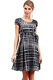 スウィートマミー (Sweet Mommy) 日本製 手描き風 チェック プリント ワンピース 授乳服 / マタニティ L ネイビー×ホワイト