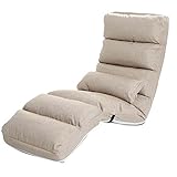 Zhi lian® ファミリー怠惰な折りたたみソファチェアフロアーリクライニングルームベッドルームリビングルームポータブルラウンジチェアソファークッション (色 : ベージュ, サイズ さいず : 90 x 56 x 80cm)