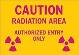 Brady 25280 Plastic Radiation & Laser Sign, 7" X 10", Legend "Caution Radiation Area Authorized Entr