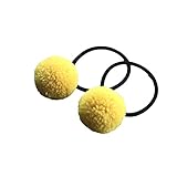 子供髪飾り ポンポン ヘアゴム かわいい 髪ゴム 女の子 ベビー ヘアアクセサリー キッズ カラフル 髪留め 2点セット (黄色)