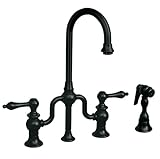 Whitehaus WHTTSLV3-9773SPR-PTR Haus 8 1/8-Inch Bridge Faucet with Long Gooseneck Swivel Spout, Lever