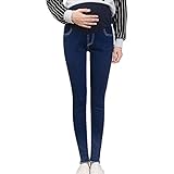 マタニティジーンズ レディース ダメージ マタニティウェア マタニティ パンツ 【産前産後兼用】 妊婦帯 腹巻 スキニーパンツ スキニー デニム 大きいサイズ ダークブルー XXXL