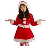 [COSSA] 子供 サンタ コスプレ 女の子 キッズ サンタクロース コスプレ衣装 サンタ服 サンタコス コスチューム 110 120 130 140 150 (レッド,130)