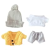 niannyyhouse　 20cm人形の服　マペットの衣装　ぬいぐるみ 用　帽子+セーター+Tシャツ+半ズボン　4点セット　綿人形の服　着せ替え　人形ベビー服