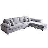 タンスのゲン カウチソファ ビッグサイズ レイアウト自由自在 ポケットコイル クッション付き L字 オットマン ファブリックグレー 31200009 07