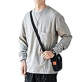 SESERAGI Tシャツ メンズ 長袖 カットソー プルオーバー 無地 クルーネック トレーナー 綿100% ベーシック ブラック ホワイ