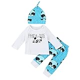 杜屋トヤ　新生児服　ルームウェア　上下セット　幾何模様　パンダ　長袖Ｔシャツ　パンツ　帽子　かわいい　洋式　秋　冬　カジュアル　遊び　お出かけ　プレゼント　女の子　男の子　ユニセックス　赤ちゃん　60