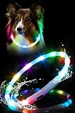 Looking 犬光る首輪 首輪 犬 散歩 ライト 高輝度 防水型 軽量 やわらかい 光る首輪 視認距離400m USB 充電式 夜 サイズ調整可能 ペット 夜間 安全 お散歩 猫 小型犬 中型犬 大型犬 LED発光首輪 ブルー