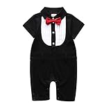 ベビー服男の子 半袖 カバーオール フォーマル タキシード 蝶ネクタイ (90)