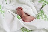 Hanchell Babies Organic Muslin Swaddle Blankets, White/Lime Green/Honeycomb/Yellow, 47 x 47