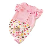 CHOUeTTe ベビー服 ロンパース 新生児～2歳半まで カーデガン風 ツーピース風 長袖 綿100% 可愛い 花柄 リボン ハート 出産祝い 誕生日プレゼントにもどうぞ 柄色サイズ多数 オリジナル