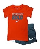 Nike Toddler Boys Born to Be Bold Tシャツとショーツセット、オレンジ、2t
