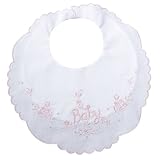 Lillian Rose 赤ちゃんの特別な日に！ 花の刺繍 純白スタイ （ピンク） [並行輸入品]