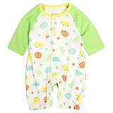 カバーオール ベビー 乳幼児 男の子 長袖 ロンパース 赤ちゃん 恐竜柄 グリーン 60～70cm