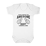 (フロソ) FLOSO 赤ちゃん・ベビー用 This Is What An Awesome Baby Looks Likeプリント 半袖ボディースーツ ロンパース スリープスーツ ベビー肌着 パジャマ