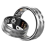 [JUSUTEK] 2025 人気 スマートリング指輪 光沢 ひし形切断面 アルミニウム合金+ステンレス鋼材質,活動追跡リング フィットネススマートリング、数値安定センサ機能管理，多機能運動，万歩計，IP68防水，Bluetooth5.3，カロリー，長時間使用可能，男女兼用，iphone&コンパチブル対応,贈り物,日本語説明書付き (銀, 20号（内周長：62.1mm）)