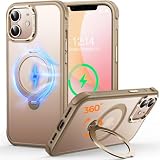 【新型TPUバンパー・安全性 】CUTELFON iPhone 12/12 Pro ケース 3倍米軍規格認証 耐衝撃 MagSafe対応 ワイヤレス充電 いphone12/12Pro ケース 360°回転【横縦両立・角度自由調整】黄ばみなし 傷防止 アイフォン12 ケース 対応 半透明のマット背面 薄型 iPhone 12/12 pro 6.1インチ用デザートチタニウム