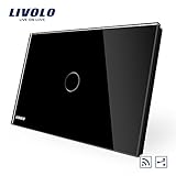 Livoloブラック米国標準1ギャング2 Wayウォールライトワイヤレスリモートスイッチwith LEDインジケータAC 110 – 220 V、 – c901sr-12