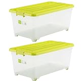 for.cEX ふた付きポリプロピレン収納ボックス 押入れ用 深型(高さ31cm) 同色2個組 グリーン for.cEXF74-2GR