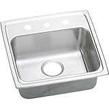 Elkay LRAD1918603 3-Hole Gourmet Lustertone Stainless Steel 19-Inch x 18-Inch Single Basin Top-Mount