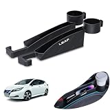 リーフ 車 隙間埋めクッション 運転席 助手席 サイド 収納 ポケット リーフ ZE1系 e+ X G オーテック LEAF 車用シート隙間収納 大容量 ドリンクホルダー 付き 便利グッズ 車内 携帯電話 現金 カード 鍵 小物入れ 車 収納ボックス(2個 ブラック)