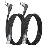SUNGUY L字 USB C to USB C ケーブル 1.5M 【2本セット】厚ケース対応 60W PD急速充電 長ポート タイプcケーブル USB2.0データ転送 高耐久ナイロン編み Type-C コード iPhone17/16/15シリーズ, MacBook Pro, iPad Pro, Galaxy S25/S24, Xperia等Type-C機種に対応 グレー