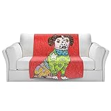 ブランケットウルトラソフトFuzzy 4サイズ！DIANOCHEデザインからby Marley Ungaroスイカジャックラッセル犬ホームDecor Unique Designer芸術的スタイリッシュ