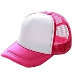 Plus Nao(プラスナオ) 帽子 キャップ メッシュキャップ CAP 野球帽 無地 シンプル 子供 キッズ ジュニア 男の子 男児 女の子 女児 日焼け防 53-56cm ローズ×ホワイト