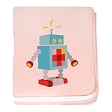 CafePress – ロボット電源 – スーパーソフトベビー毛布、新生児おくるみ ピンク 04935239466832E