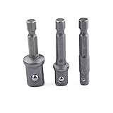 OUNONA 3Pcsソケットアダプターセット1/4"3/8" 1/2"スクエアインパクトソケットエクステンションコネクターパワードリルビットアダプター(ショート)