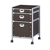 ナカバヤシ NEWキャパティFシリーズ デスクサイドキャビネット 3段 キャスター付 D400mmデスク用 ブラウン FBW-101S